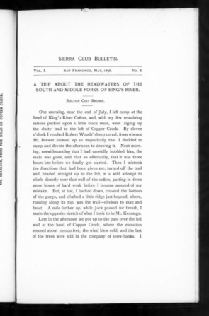 Sierra Club Bulletin 1896 Vol 1 No 8 May cover